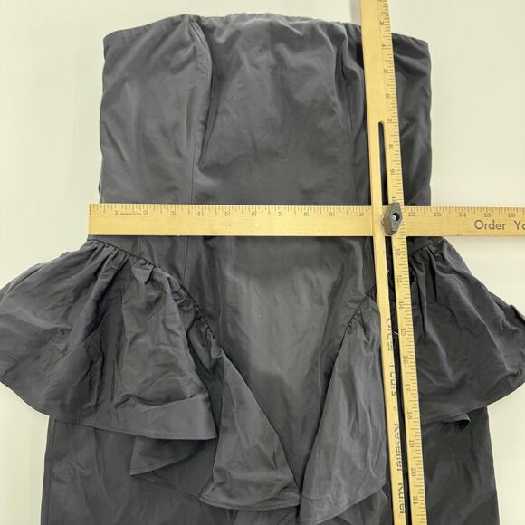 Pearl Marchesa Dress Womens 6 Black Strapless Ruffle Mini Evening Party Cocktail - Picture 6 of 7